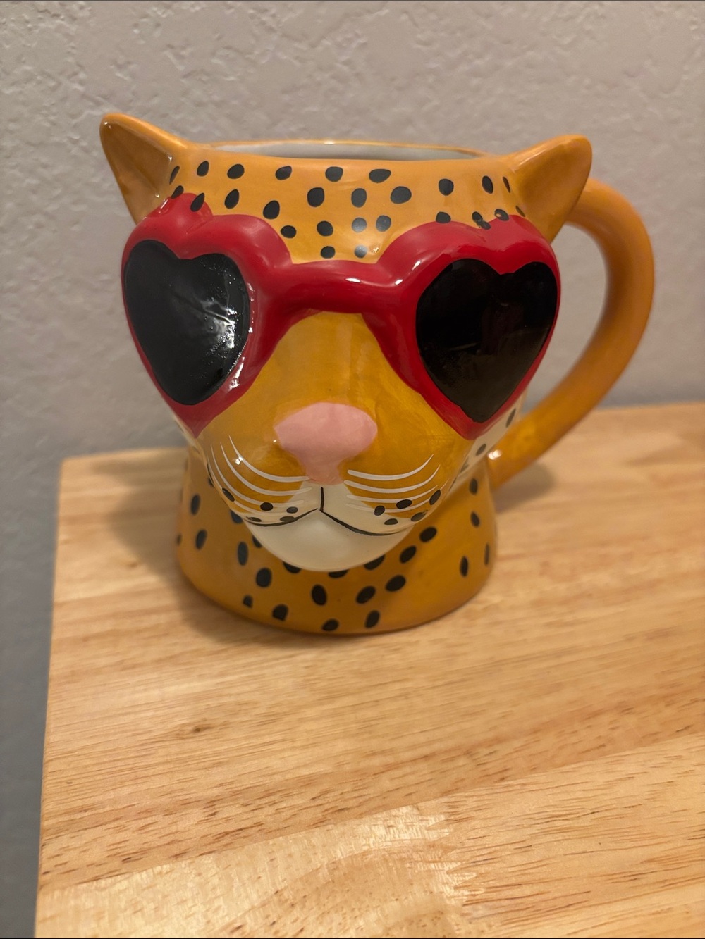 Leopard Cat Mug with Red Heart Sunglasses